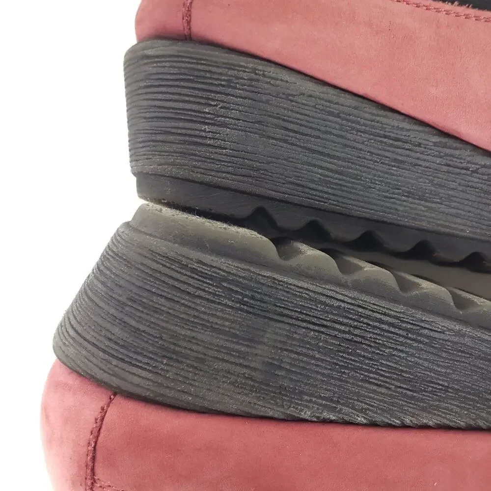 Flexx Stretch Run Wedge Red Shoes Comfort Slip On Nubuck Leather Flats Size 39 8